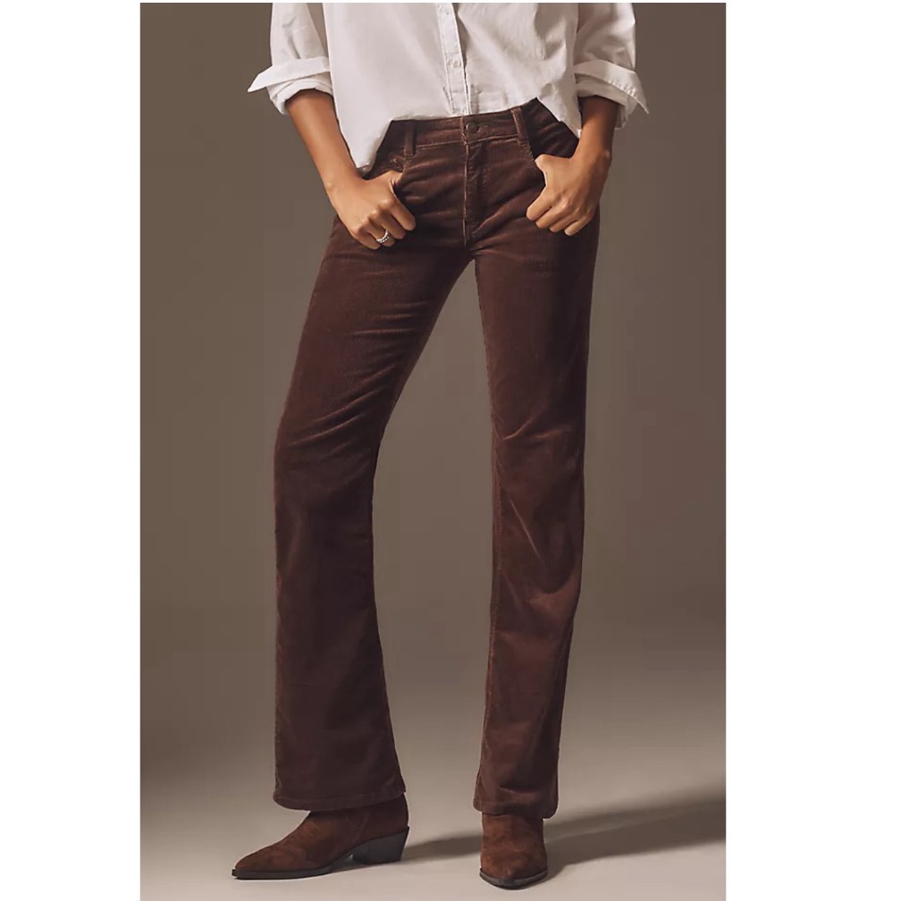 Anthropologie Pilcro Tall Corduroy High Rise Flare Boot Pant Preppy Brown 30l